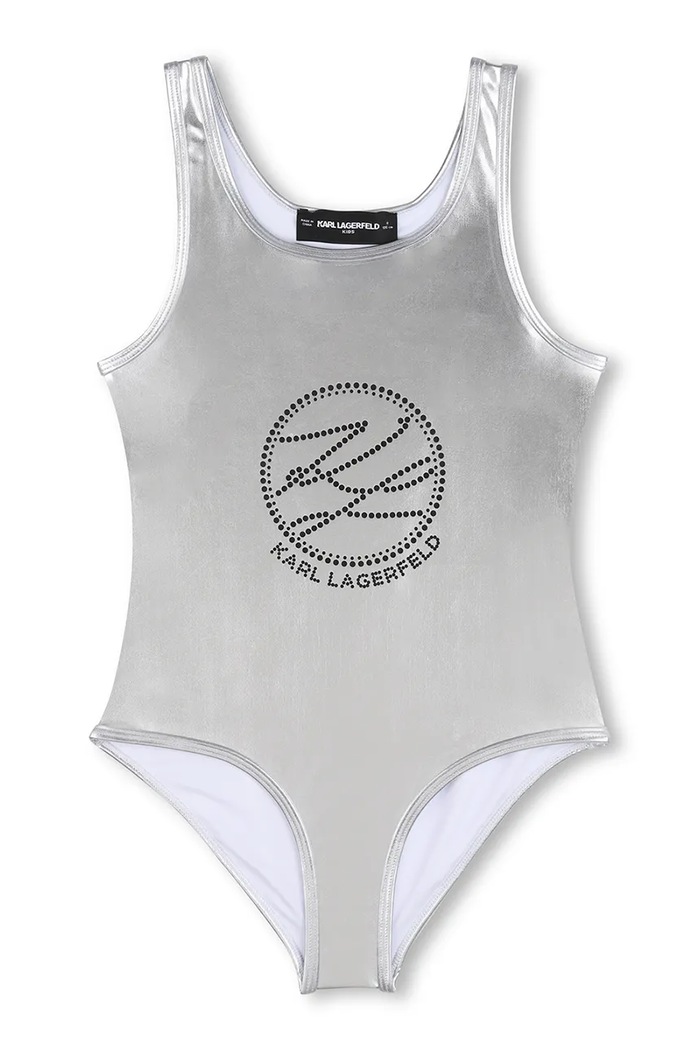Enodelne otroške kopalke Karl Lagerfeld Z31114.86.108 srebrna SS26