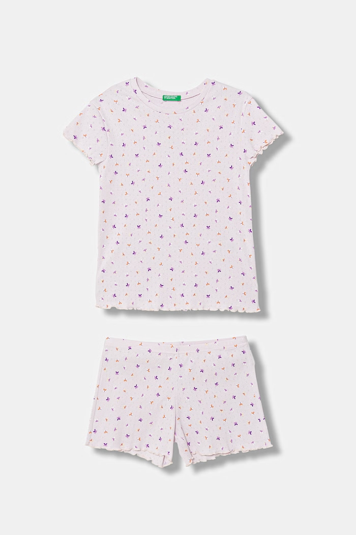 United Colors of Benetton pijama din două piese pentru copii, din bumbac violet 3OJC0P09Z.G.Stagionale