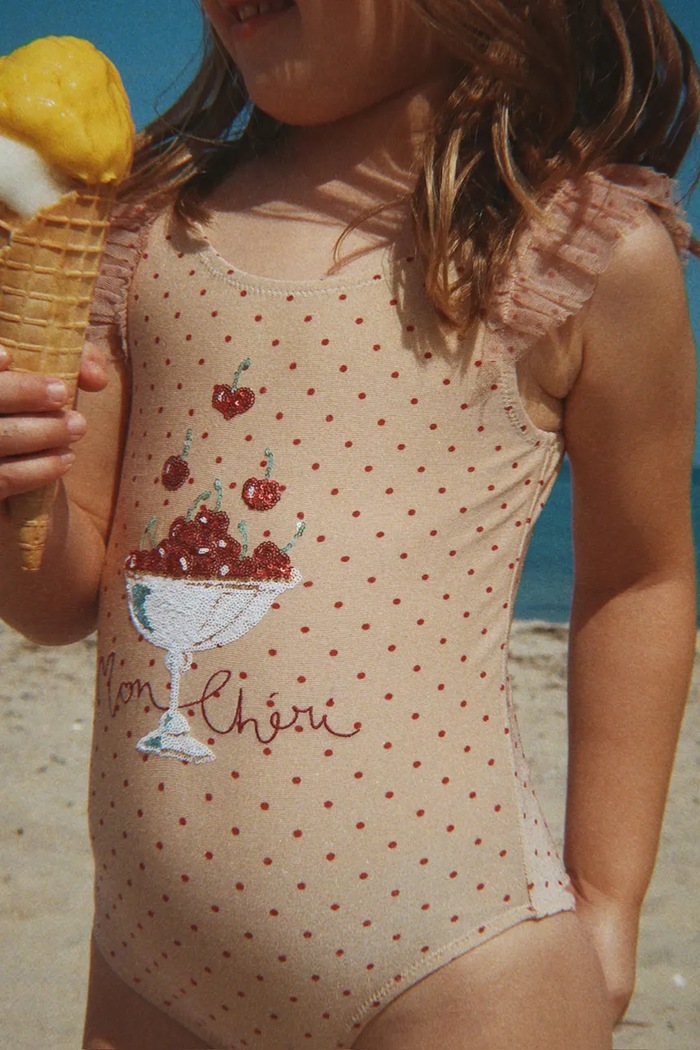 Konges Sløjd strój kąpielowy jednoczęściowy dziecięcy AMANDINE SWIMSUIT beżowy KS105261.PPY2