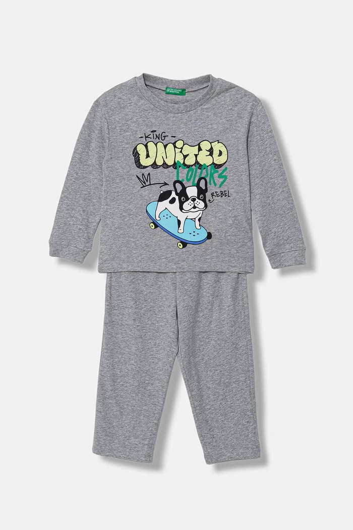 United Colors of Benetton detské dvojdielne bavlnené pyžamo sivá 30960P09U.G.Stagionale