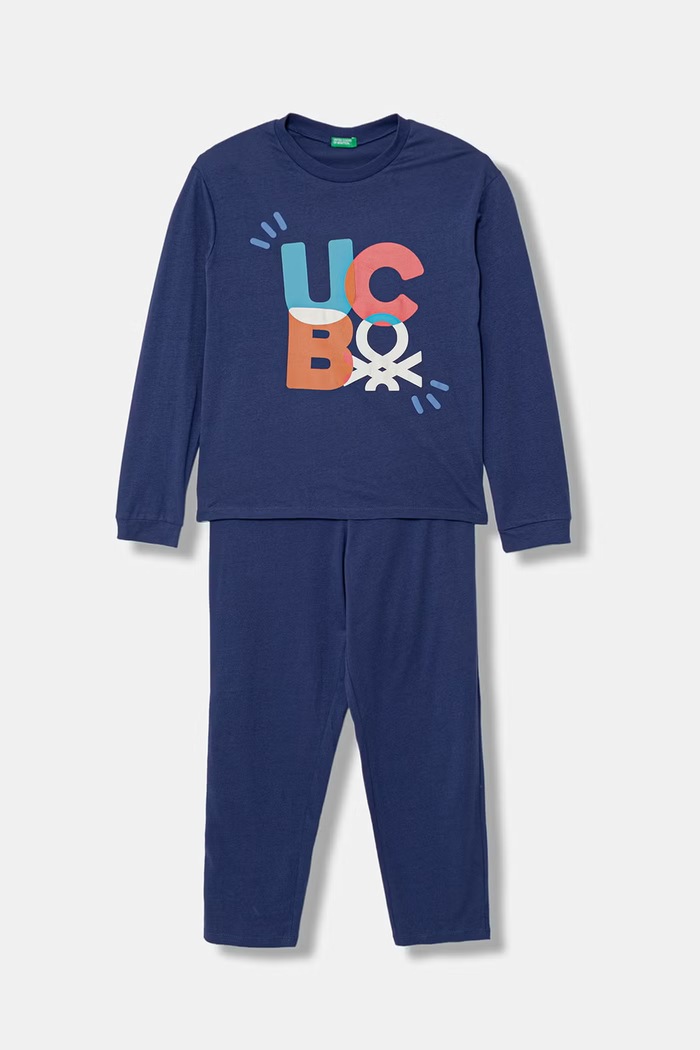 United Colors of Benetton detské dvojdielne bavlnené pyžamo tmavomodrá 30960P09U.G.Stagionale