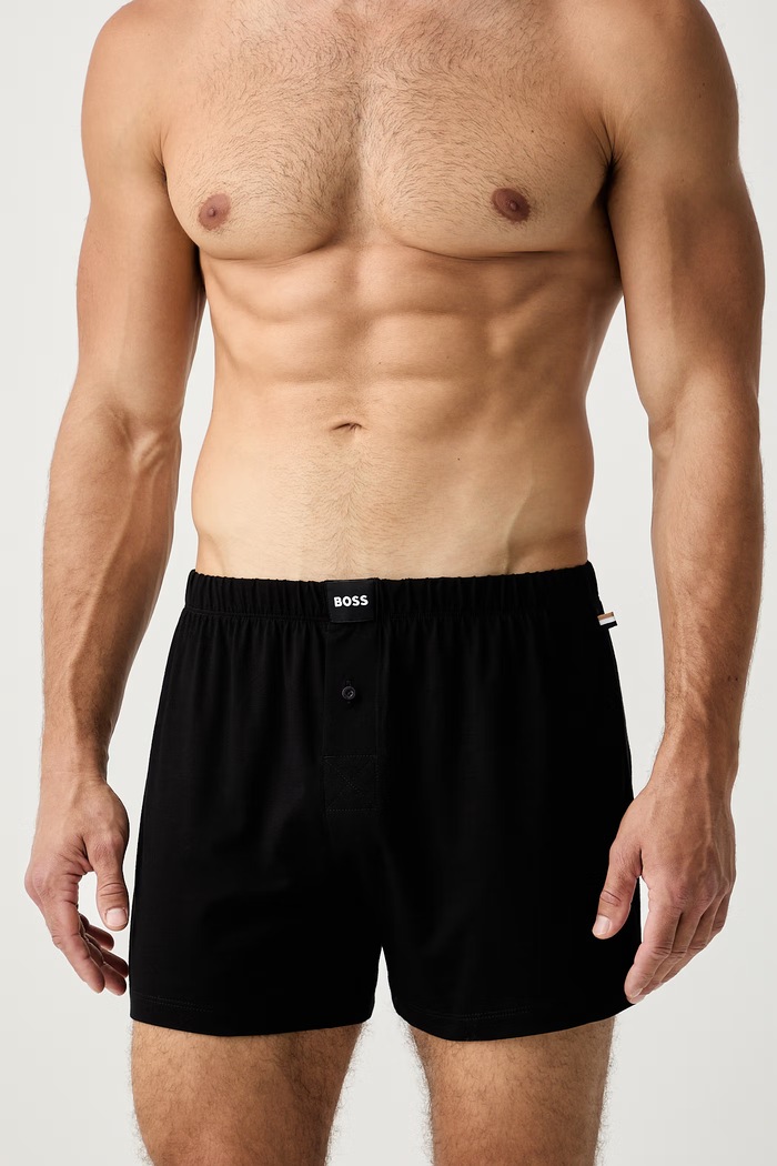 BOSS боксерки мъжки от памук с еластан 2P Jersey Boxer 2 броя 50544380 черен SS26