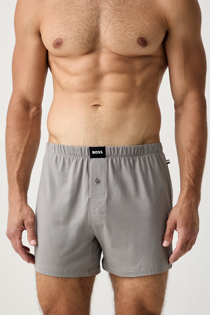 Дрехи BOSS боксерки мъжки от памук с еластан 2P Jersey Boxer 2 броя 50544380 черен