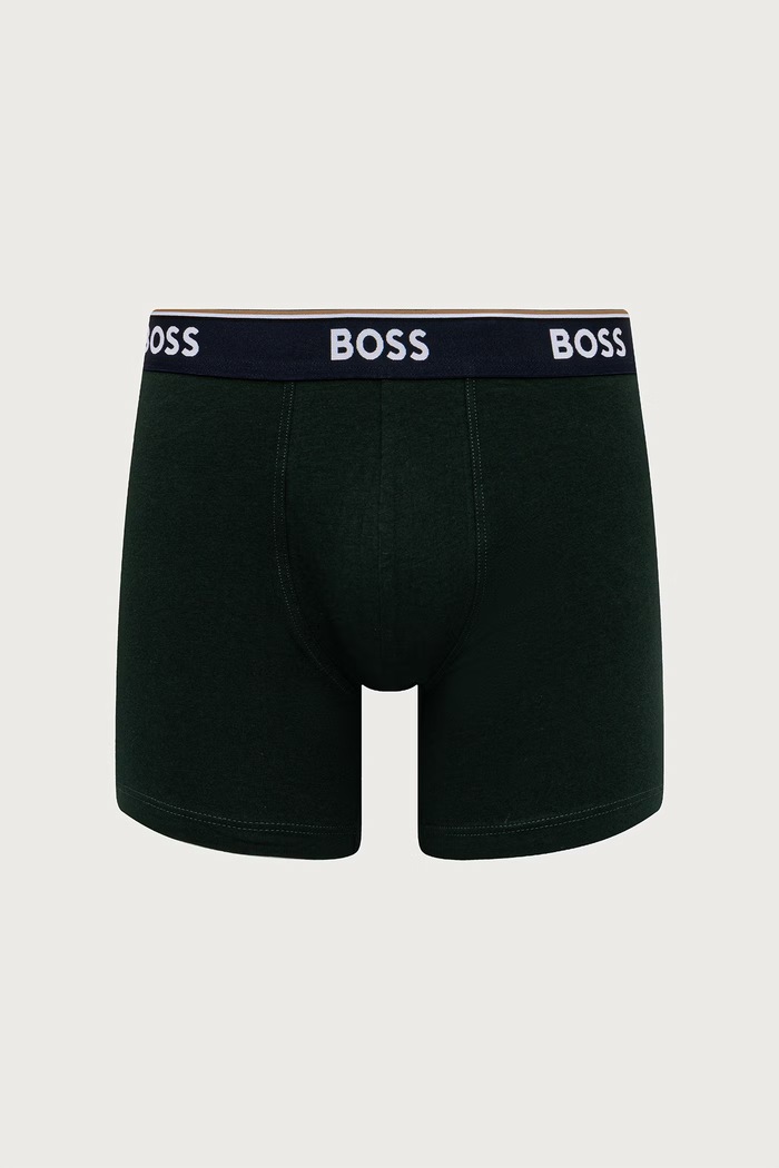 Μποξεράκι ανδρικό με βαμβάκι BoxerBr 3P Power Des 3-pack BOSS 50554438 πράσινο