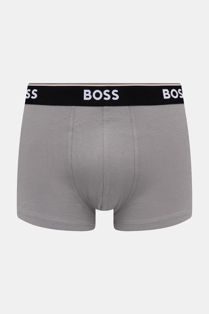 Odzież BOSS bokserki męskie bawełniane z elastanem Trunk 3P Power Desig 3-pack 50554443 szary