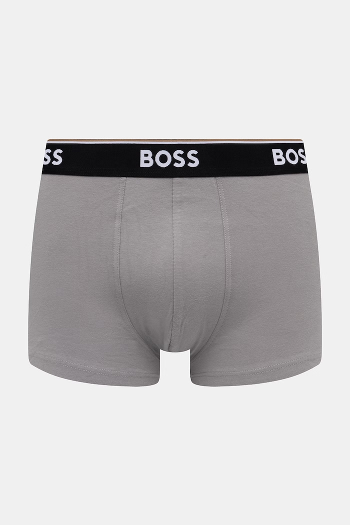 Odzież BOSS bokserki męskie bawełniane z elastanem Trunk 3P Power Desig 3-pack 50554443 szary