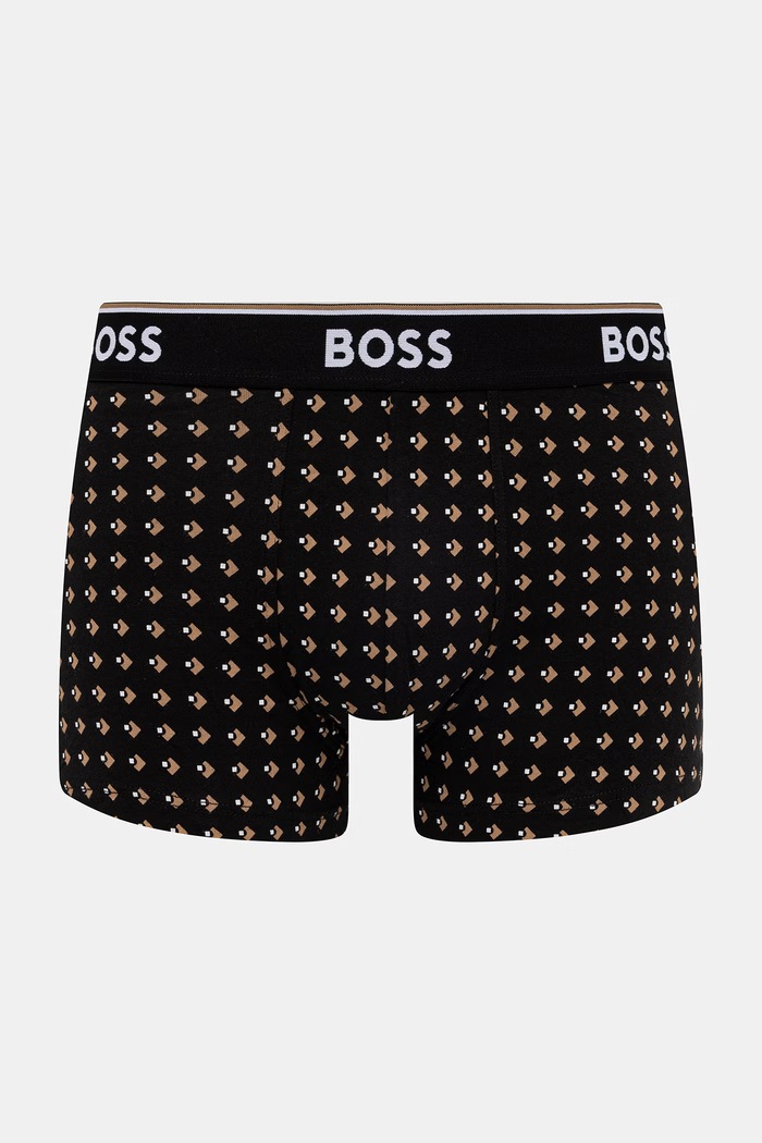 Îmbrăcăminte BOSS boxeri bărbați bumbac cu elastan Trunk 3P Power Desig pachet de 3 50554443 negru