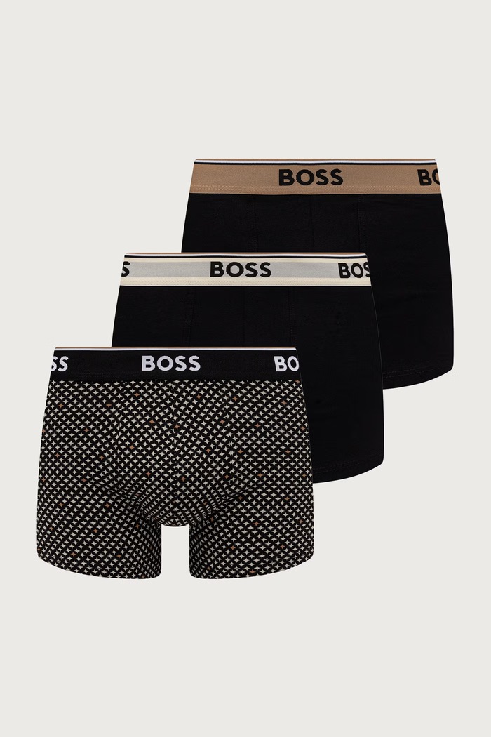 BOSS Boxerky pánské bavlněné s elastanem Trunk 3P Power Desig 3-pack černá 50554443