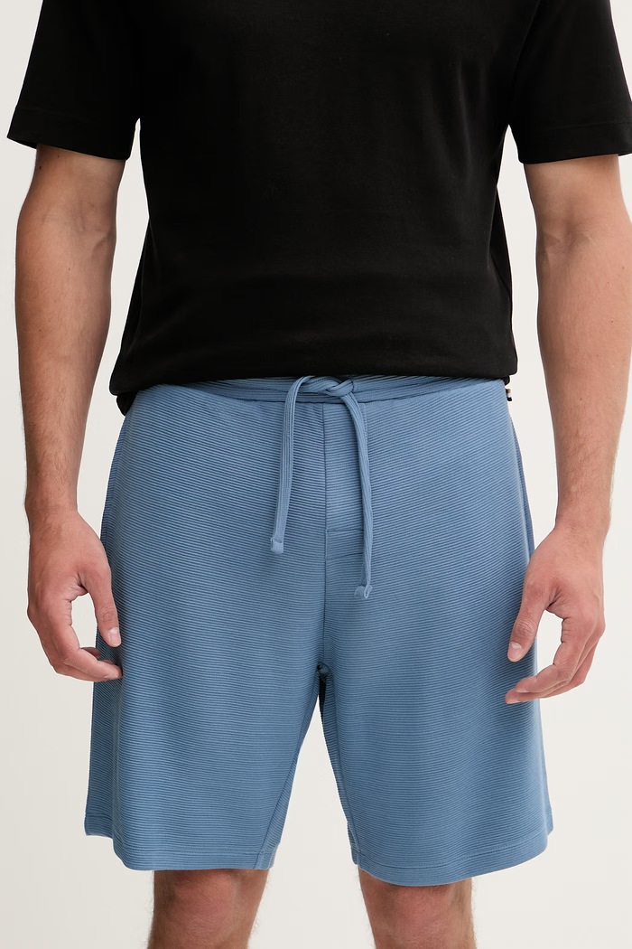 BOSS šortky lounge pánske Rib Shorts modrá 50527391