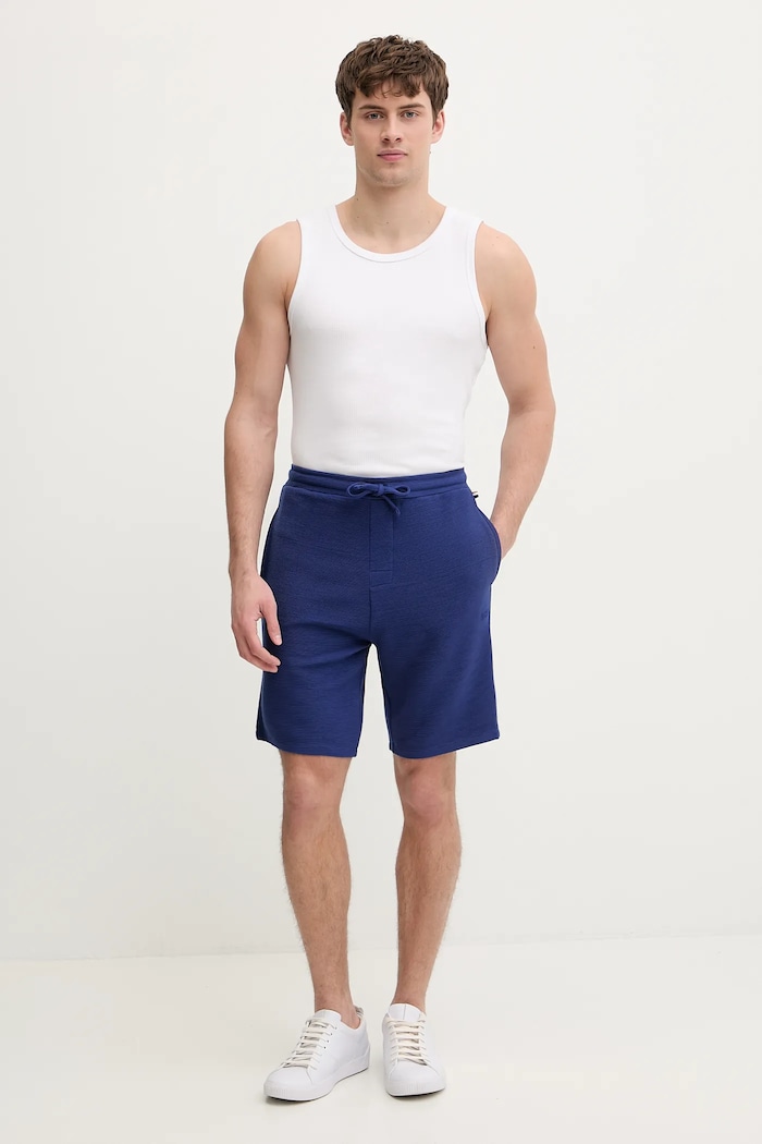 BOSS pantaloni scurți de loungewear bărbătești Rib Shorts 50527391 albastru SS26