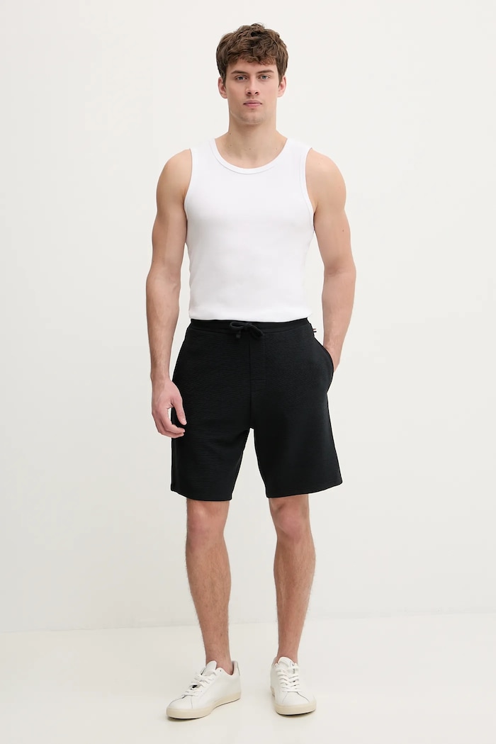BOSS pantaloni scurți de loungewear bărbați Rib Shorts 50527391 negru SS26