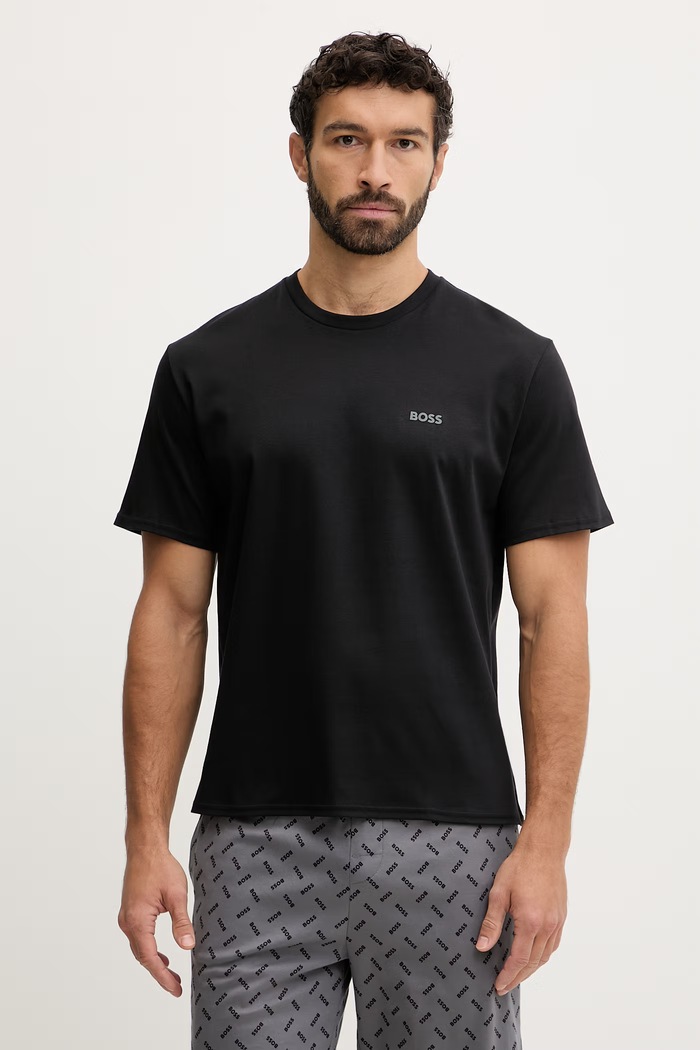 Памучна пижама BOSS Relax Short Set 50557174 сив SS26