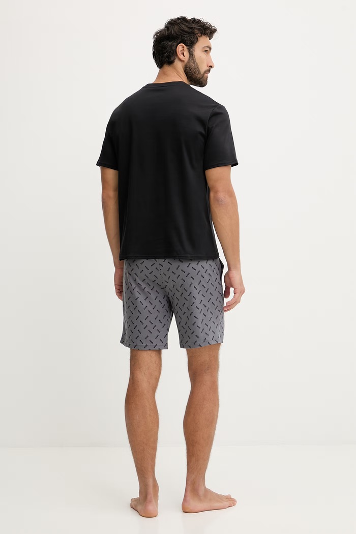 Памучна пижама BOSS Relax Short Set сив 50557174