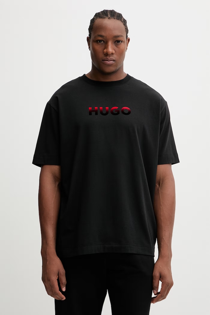 Majica HUGO RAY_T-SHIRT Z elastanom črna 50556667