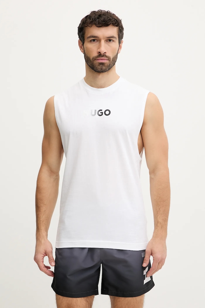 HUGO plážový top pánský RAY BEACH_TANK_LOOSE bílá 50555581