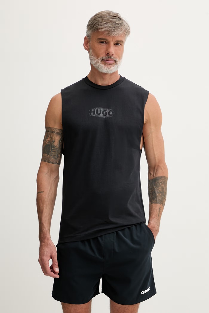 HUGO top de plajă bărbătesc RAY BEACH_TANK_LOOSE negru 50555581