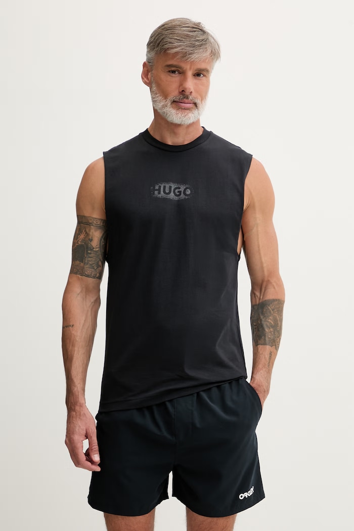 HUGO top de plajă bărbătesc RAY BEACH_TANK_LOOSE negru 50555581