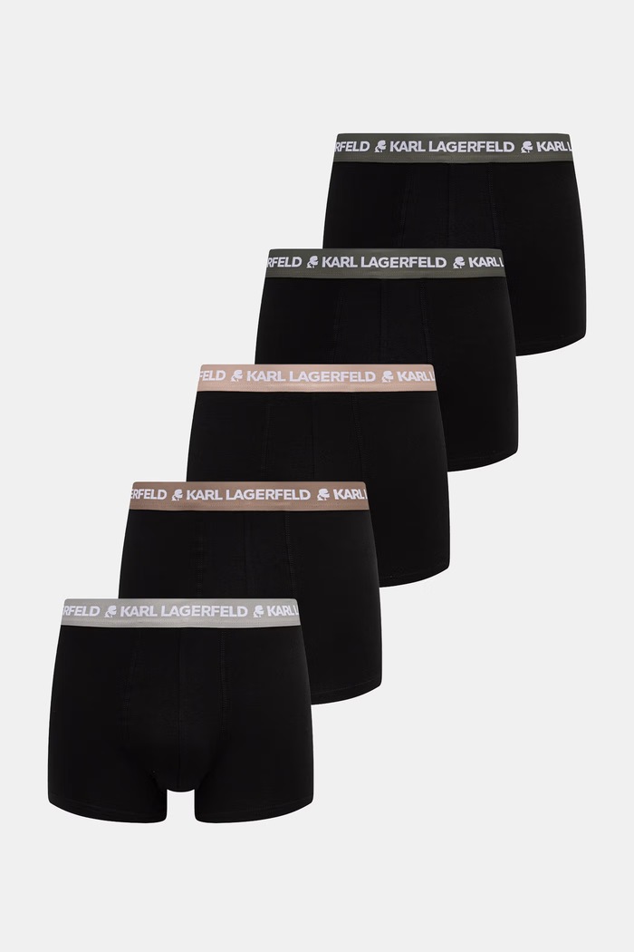Karl Lagerfeld přiléhavé boxerky pánské bavlněné s elastanem LOGO TRUNK 5-pack černá B1M47030