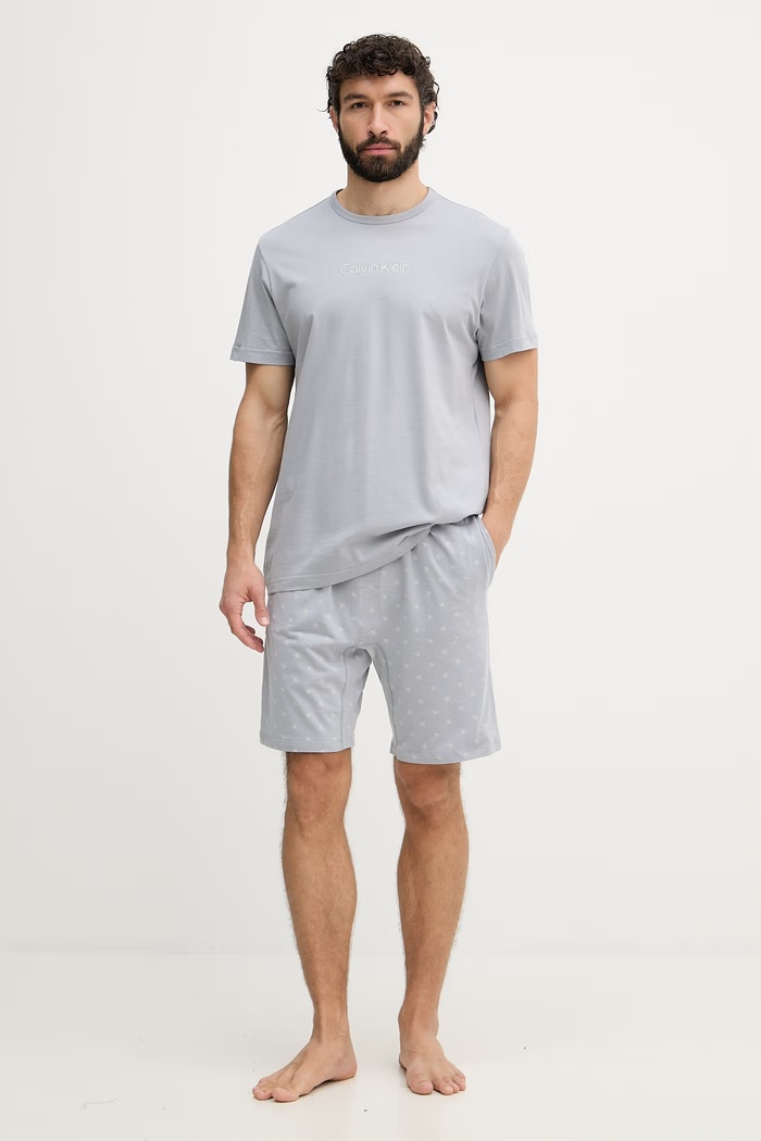 Calvin Klein Underwear dvojdielne pyžamo pánske bavlnené sivá LV00NM2900