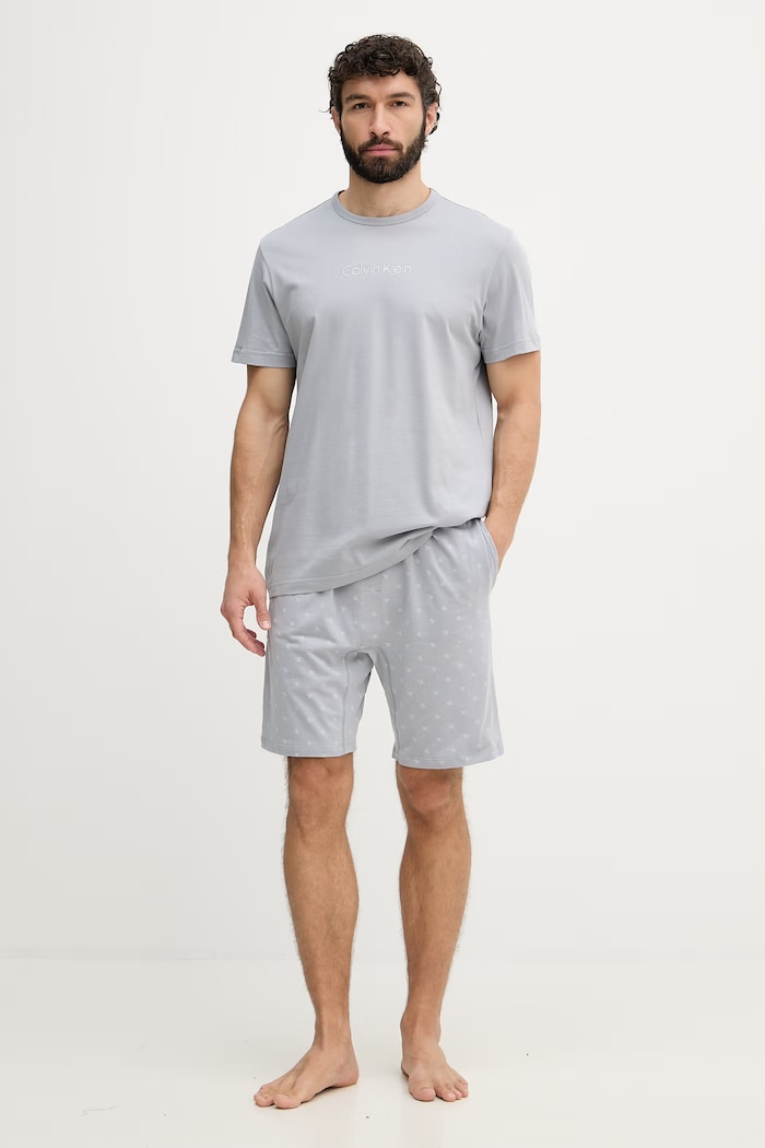 Calvin Klein Underwear dvojdielne pyžamo pánske bavlnené sivá LV00NM2900