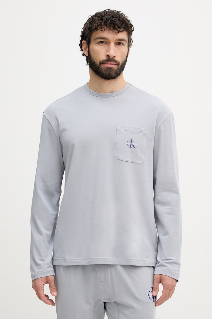 Calvin Klein Underwear piżama dwuczęściowa męska bawełniana z elastanem LV00NM2999 szary SS26