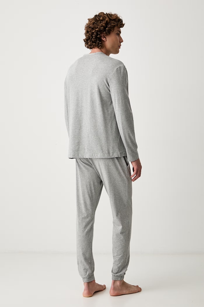 Dvojdielne pyžamo pánske bavlnené s elastanom Calvin Klein Underwear LV00NM2999 sivá
