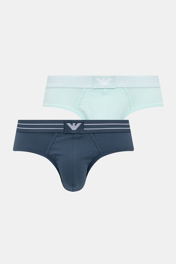 Emporio Armani Underwear pánske bavlnené slipy s elastanom 2-pak zelená EM000401.AF18884