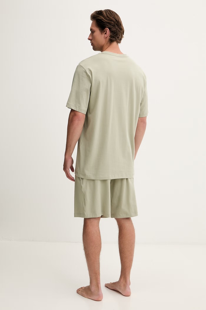 Emporio Armani Underwear pijama din două piese pentru bărbați, din bumbac cu elastan EM000400.AF18890 verde SS26