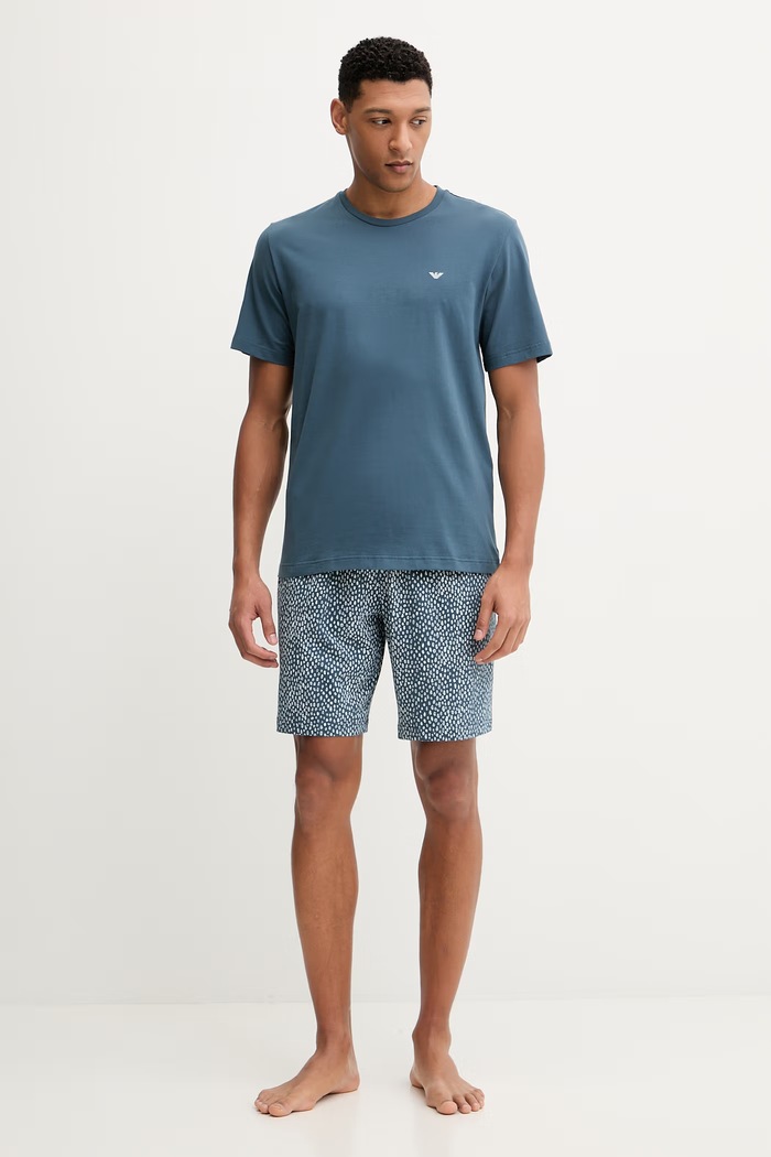 Emporio Armani Underwear piżama bawełniana wzorzyste granatowy EM000399.AF18885