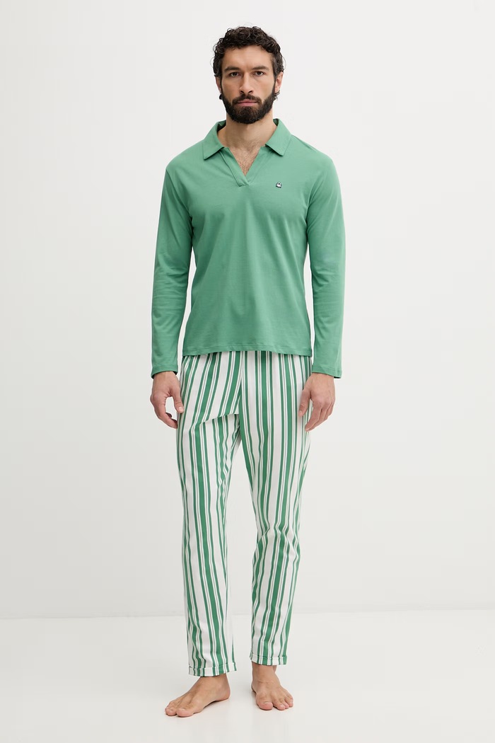 United Colors of Benetton piżama męska bawełniana zielony 3MFL4P035