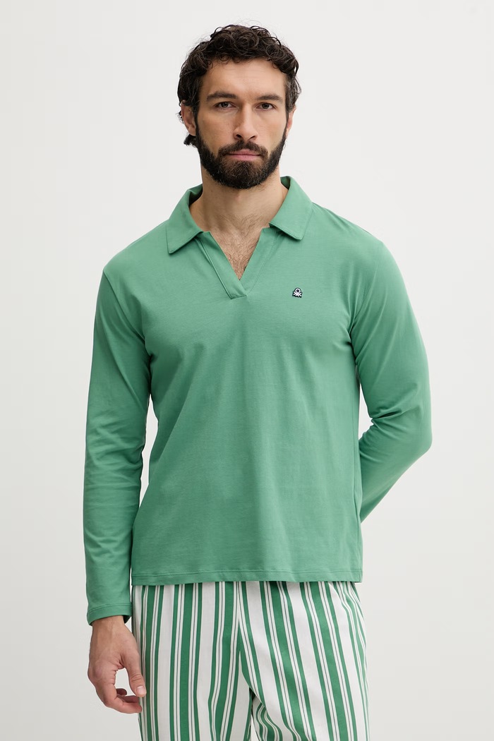 United Colors of Benetton piżama męska bawełniana 3MFL4P035 zielony SS26