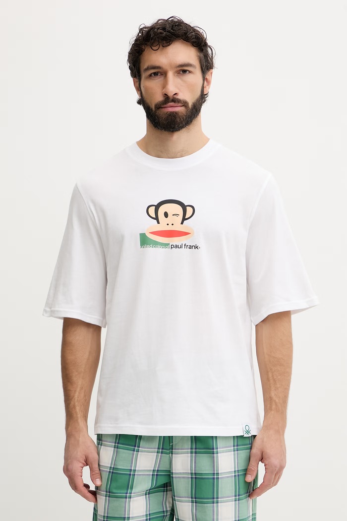 United Colors of Benetton koszulka piżamowa męska bawełniana biały 3VR54M02A