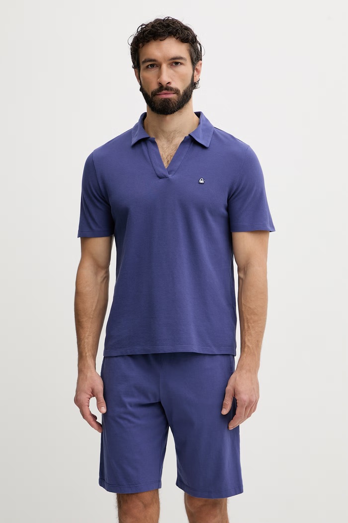 United Colors of Benetton piżama męska bawełniana granatowy 3YES4P036
