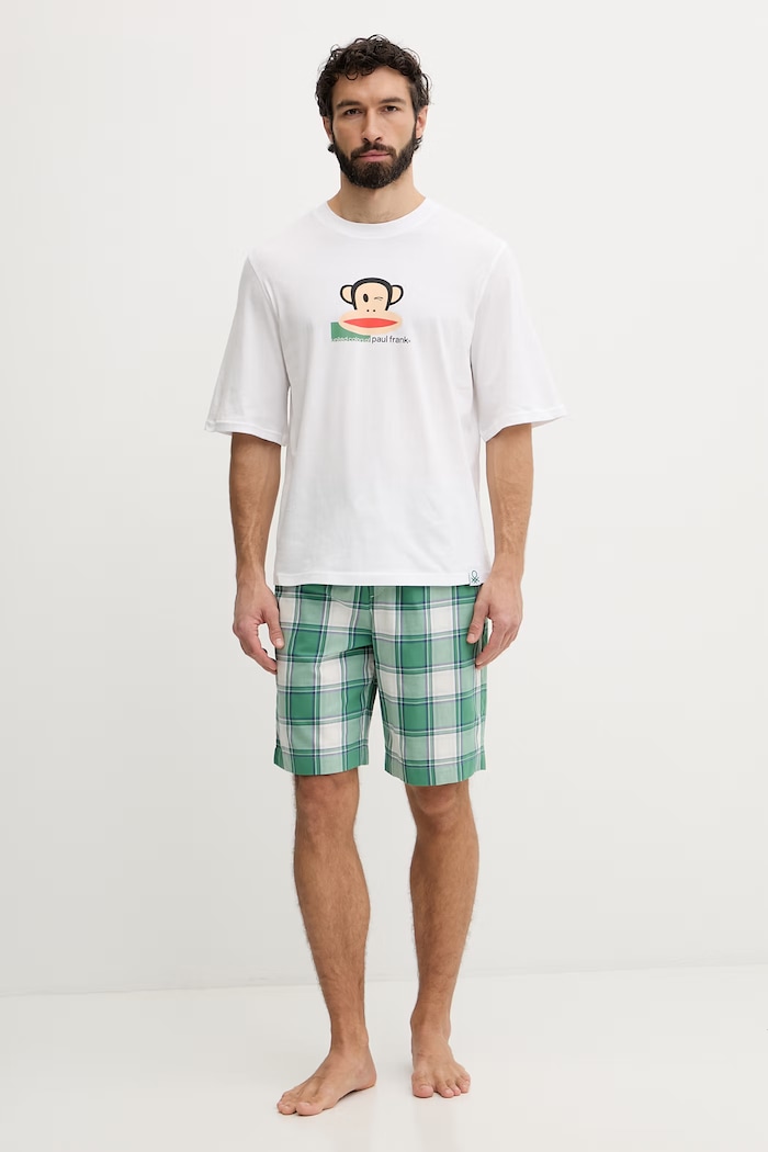 United Colors of Benetton szorty piżamowe męskie bawełniane 4ZPZ49007 zielony SS26