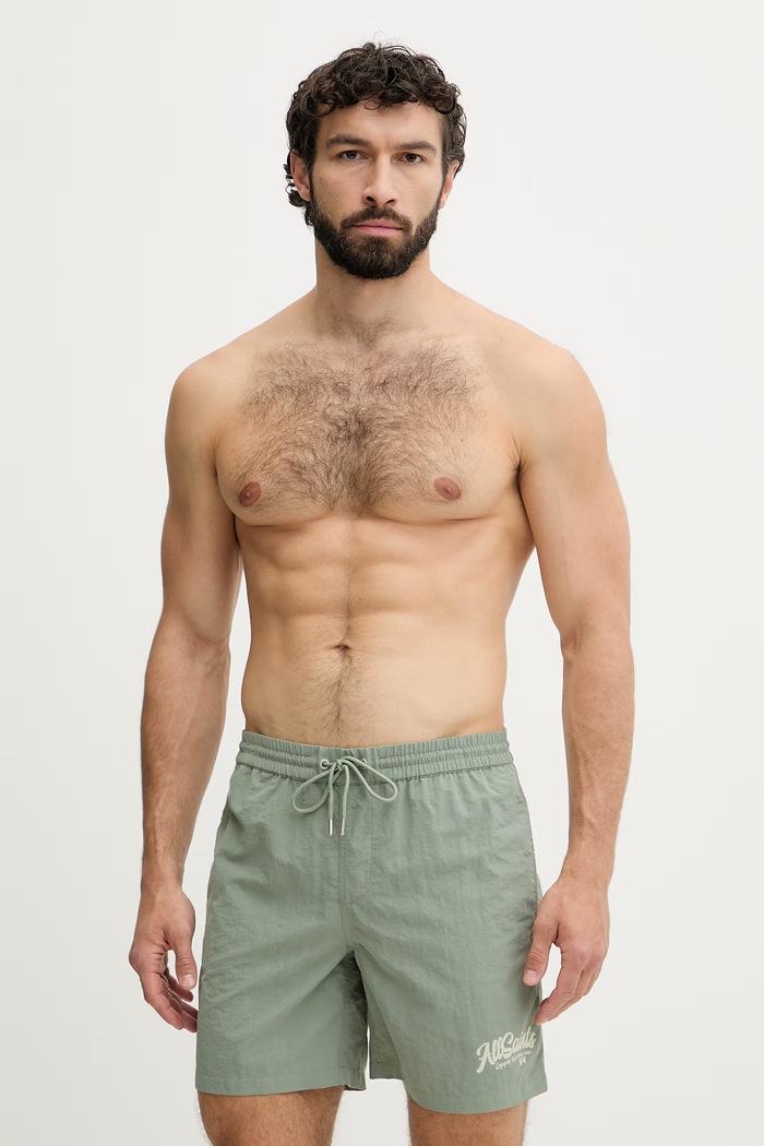 AllSaints Szorty kąpielowe męskie ODYSSEY zielony M022WE