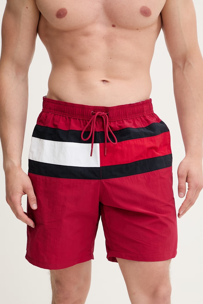 Tommy Hilfiger plavecké šortky pánske UM0UM03935 burgundské SS26