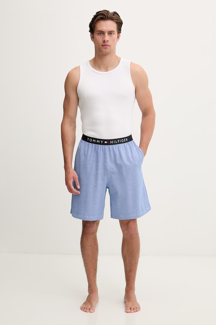 Tommy Hilfiger pyžamové šortky pánske bavlnené s elastanom UM0UM03788 modrá SS26