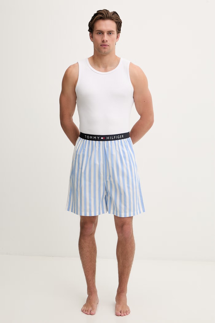 Tommy Hilfiger pyžamové šortky pánske bavlnené UM0UM03848 modrá SS26