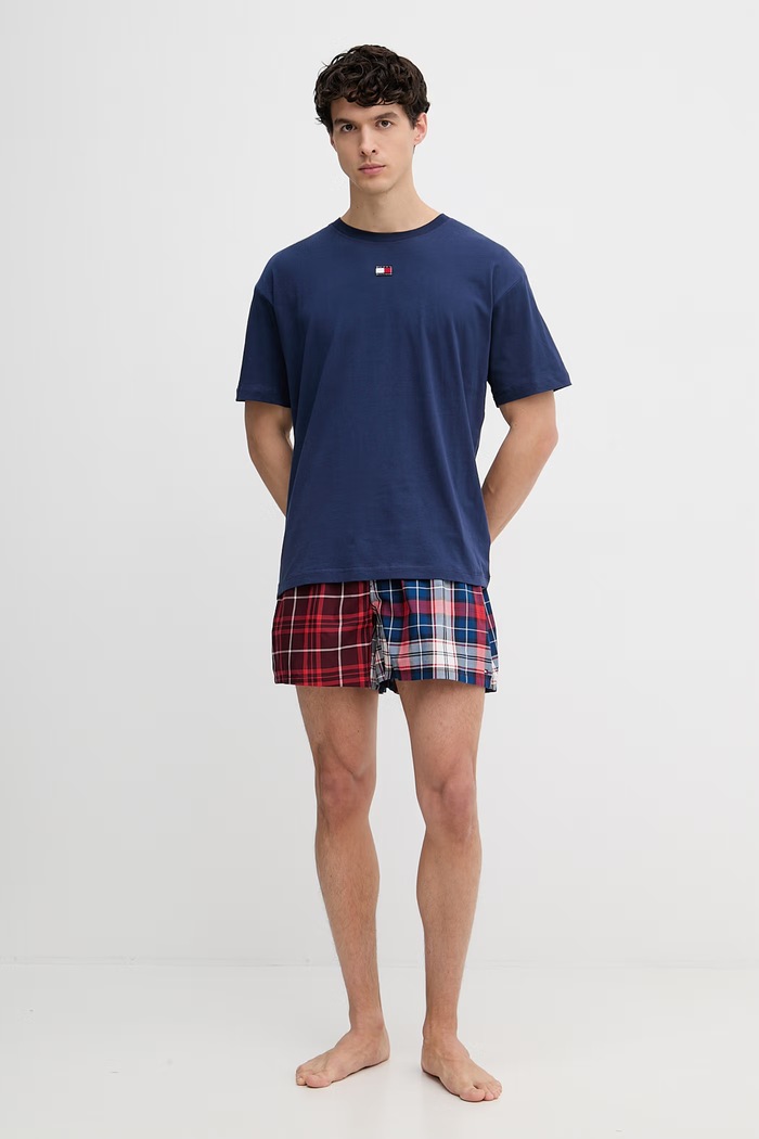 Tommy Hilfiger piżama dwuczęściowa męska bawełniana UM0UM03832 granatowy SS26