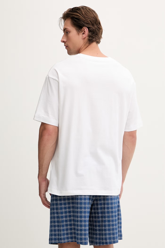 Tommy Hilfiger dvojdielne pyžamo pánske bavlnené s elastanom UM0UM03834 biela SS26