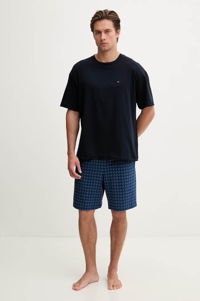 Tommy Hilfiger piżama dwuczęściowa męska bawełniana z elastanem granatowy UM0UM03834