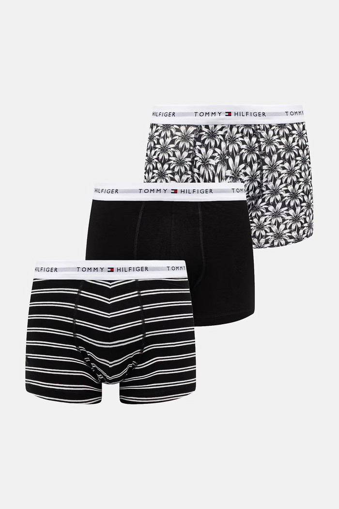 Tommy Hilfiger Boxeri bărbați din bumbac cu elastan pachet de 3 negru UM0UM03753