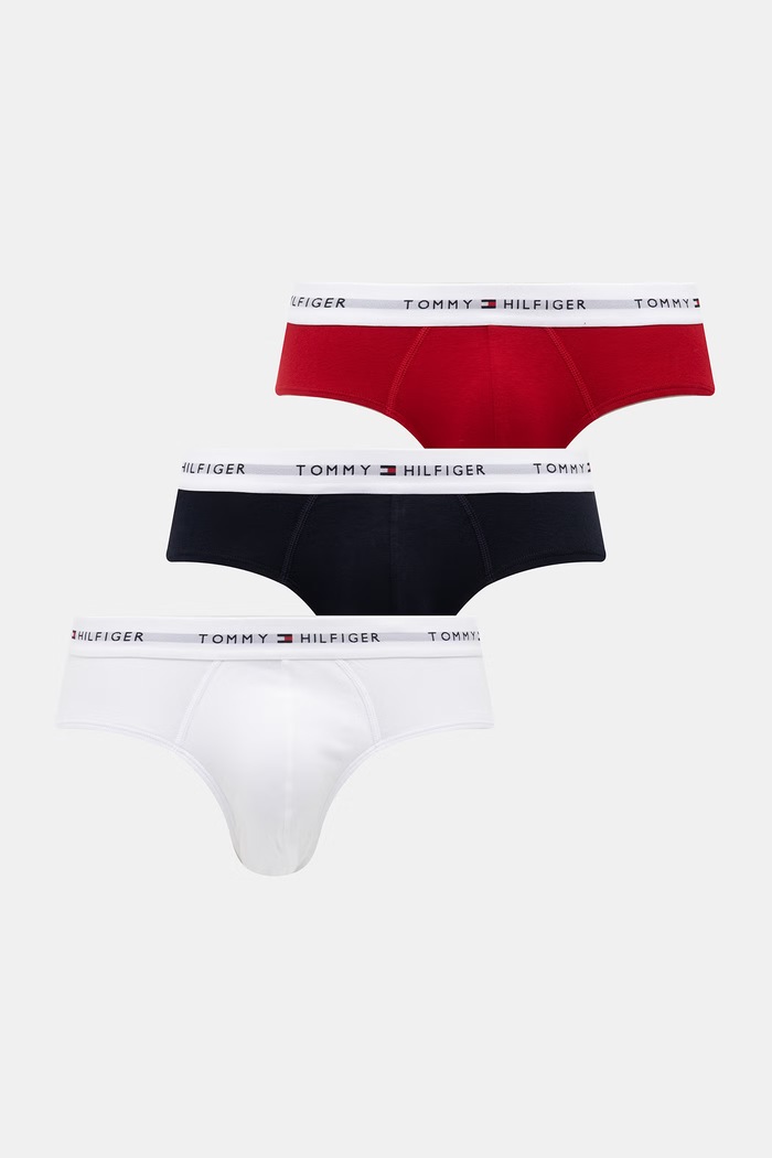Tommy Hilfiger slipy pánske bavlnené s elastanom 3-pak červená UM0UM03875