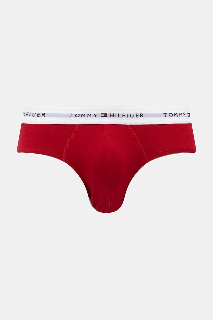 Tommy Hilfiger slipy pánske bavlnené s elastanom 3-pak červená UM0UM03875