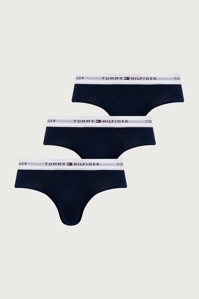 Tommy Hilfiger Slipy męskie bawełniane z elastanem 3-pack granatowy UM0UM03875