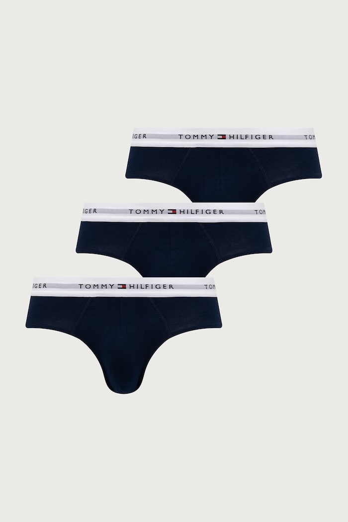Tommy Hilfiger Slipy męskie bawełniane z elastanem 3-pack granatowy UM0UM03875