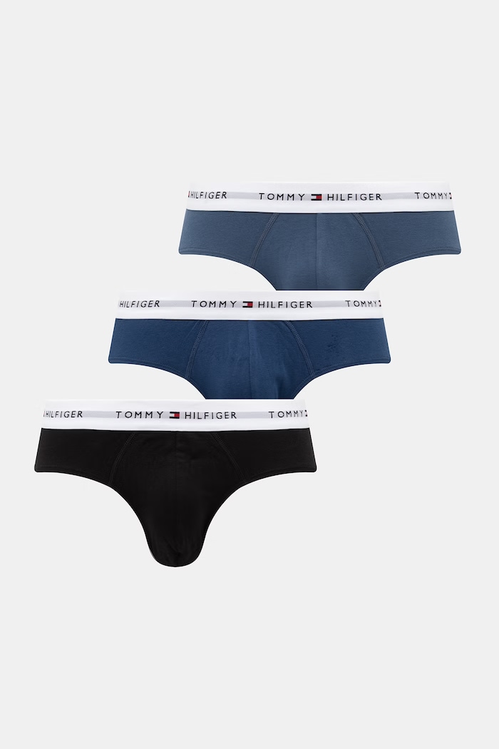 Tommy Hilfiger slipy pánske bavlnené s elastanom 3-pak modrá UM0UM03875