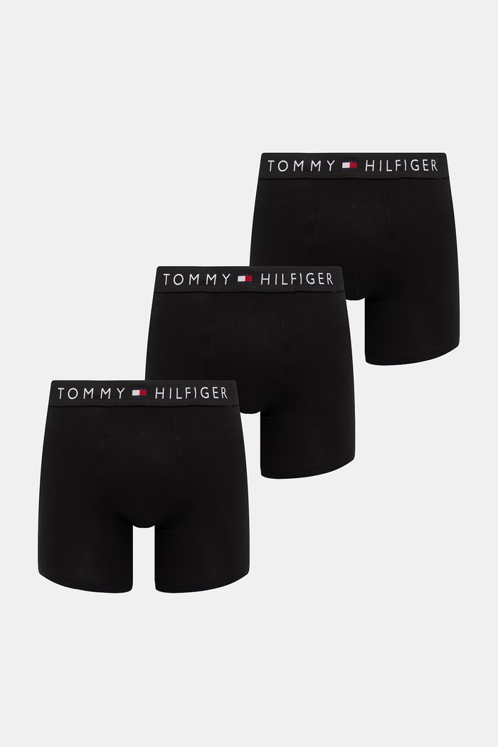 Tommy Hilfiger boxerky pánske bavlnené s elastanom 3-pak čierna UM0UM03883