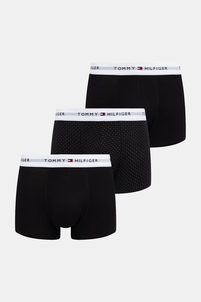 Tommy Hilfiger priliehavé boxerky pánske bavlnené s elastanom 3-pak čierna UM0UM03891