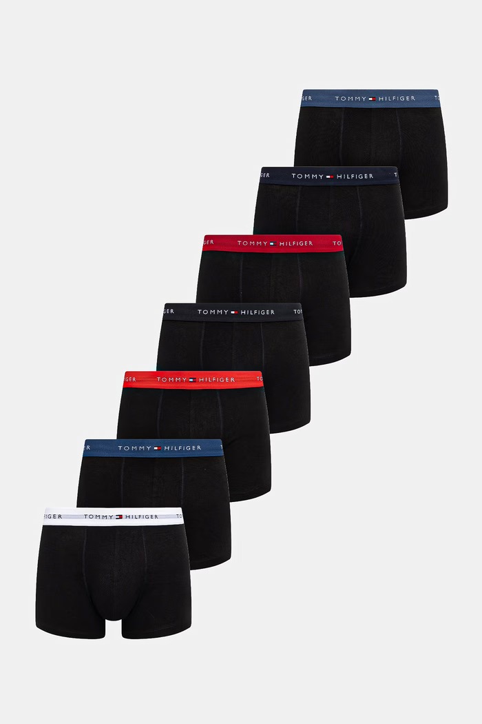 Tommy Hilfiger Priliehavé boxerky pánske bavlnené s elastanom 7-pack čierna UM0UM03895